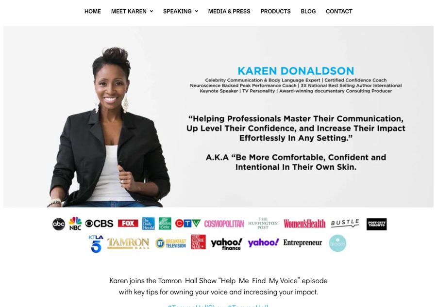 Current karendonaldsoninc.com homepage